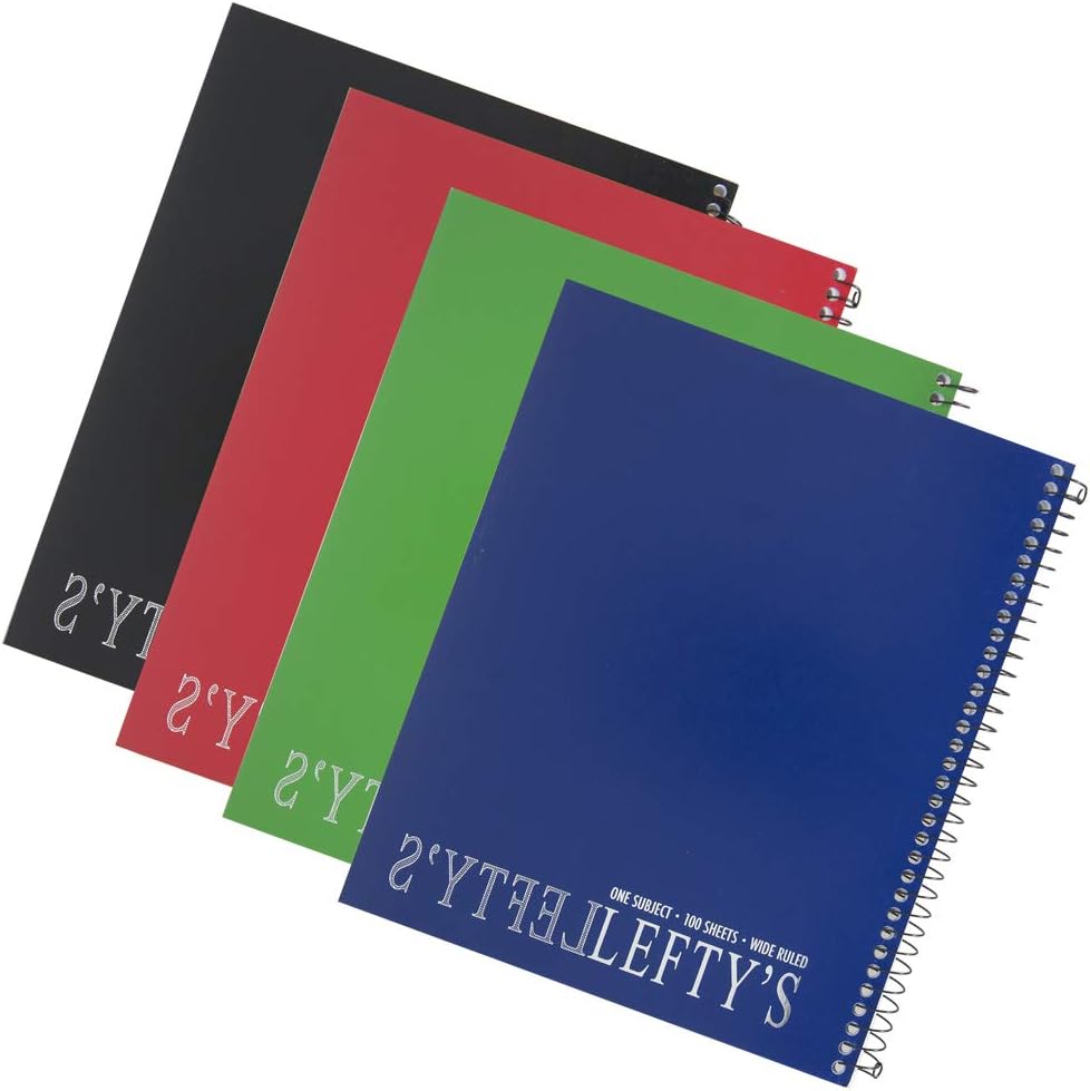 Comet School Supply Left-Handed Wide Ruled Notebooks Set of 4 Assorted Colors