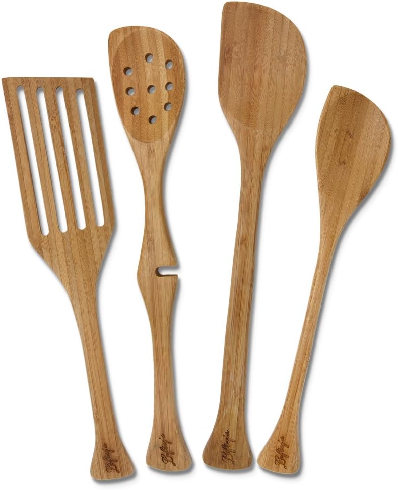 Leftys Kitchen Tool Set Includes Left Handed Can Opener, Oven Mitt and 4 Bamboo Utensils, 6 Pcs.
