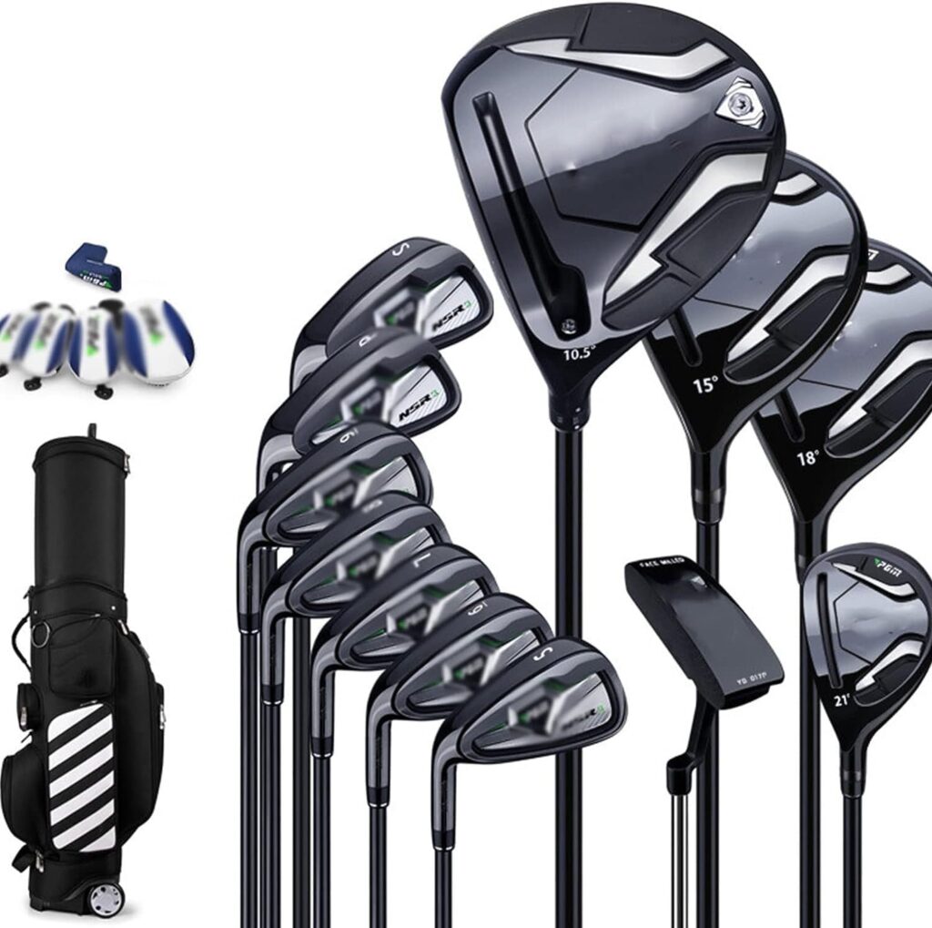 Mens Golf Complete Set, Complete Beginner Golf Club Set, Golf Standard Ball Bag,Golf Mens Left Hand, Carbon Shaft, Pack of 12 with Cart Bag
