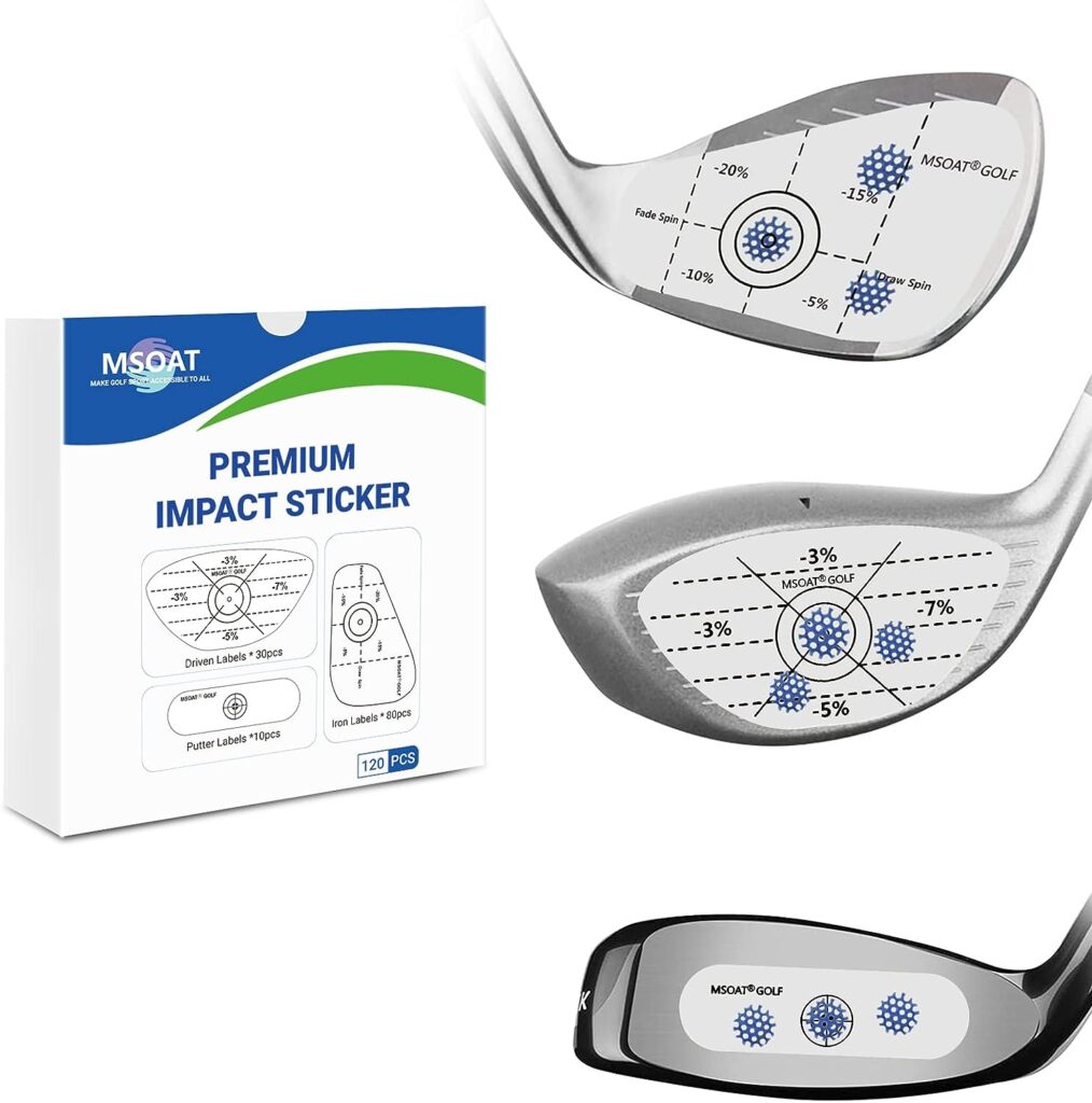 MSOAT Golf Impact Tape Set 24pcs/120pcs, Self-Teaching Sweet Spot  Consistency Analysis, Golf Club Impact Stickers for Irons Wood Putters, Golf Club Impact Stickers Swing Training Aid