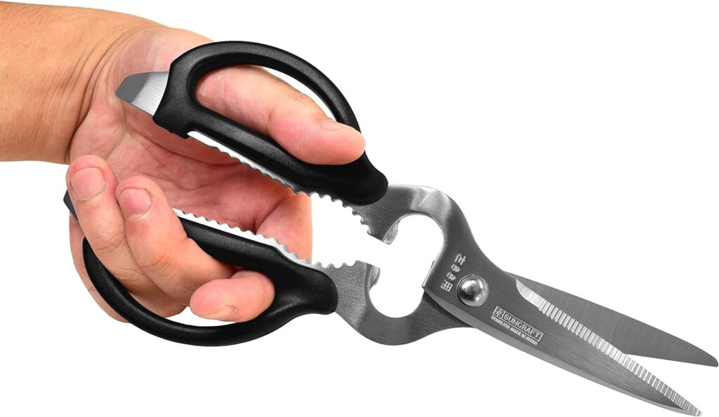 Seki Japan Multifunctional Kitchen Scissors, Stainless Steel Blade Soft Grip Shears for Left-handed