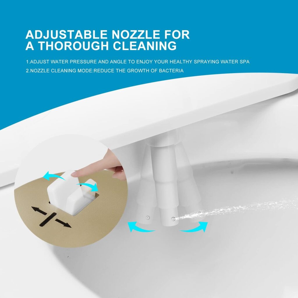 Bidet, Bidet Attachment for Toilet,GLIGAM Non-Electric Fresh Water Bidet Sprayer with Self-Cleaning Nozzle, Adjustable Pressure Control  Angle Controls (Champagne/White)