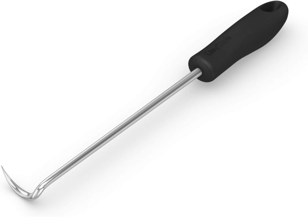 Cave Tools Food Flipper and Meat Hook for Grilling, Flipping, and Turning Vegetables and Meats BBQ Grill and Smoker Accessories, Left-Handed, 12 in