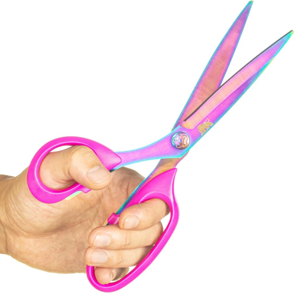 DIGNITY Left Handed Scissors Adults,Titanium Coating Forged Stainless Steel,Comfort Grip Shears,Super-sharp, for Office Home General Use Professional Crafting, 9.3 Inch