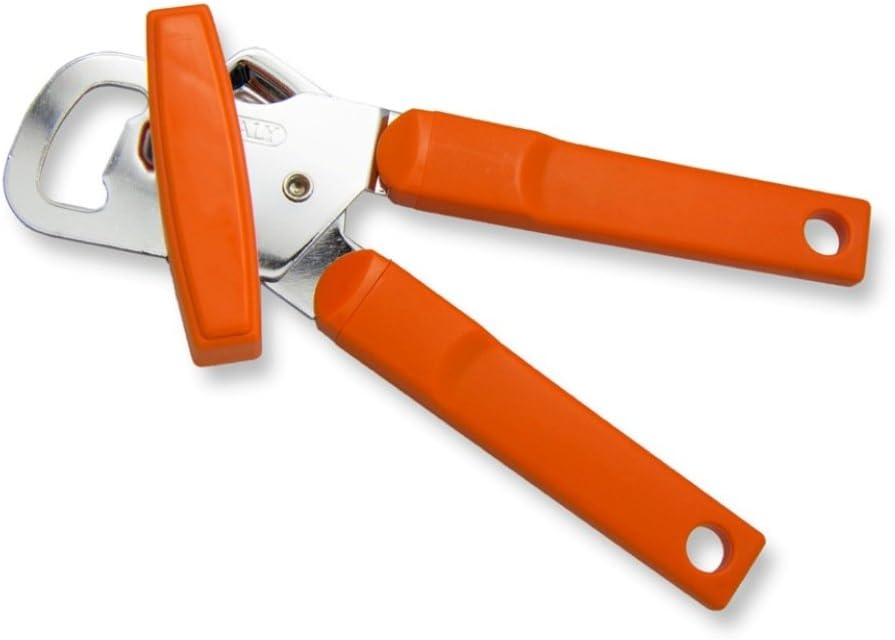 Left Handed Manual Can Opener, Orange Handle