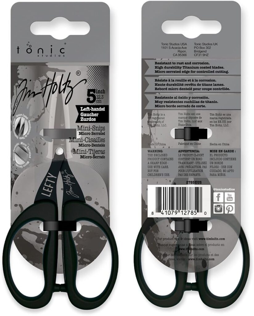 Tonic Studios Tim Holtz 5in Left Handed Titanium TH Mini Snips